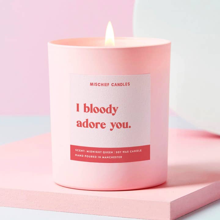 Friendship Gift Funny Gift For Her Candle Bloody Adore You for wholesale by Mischief Candles