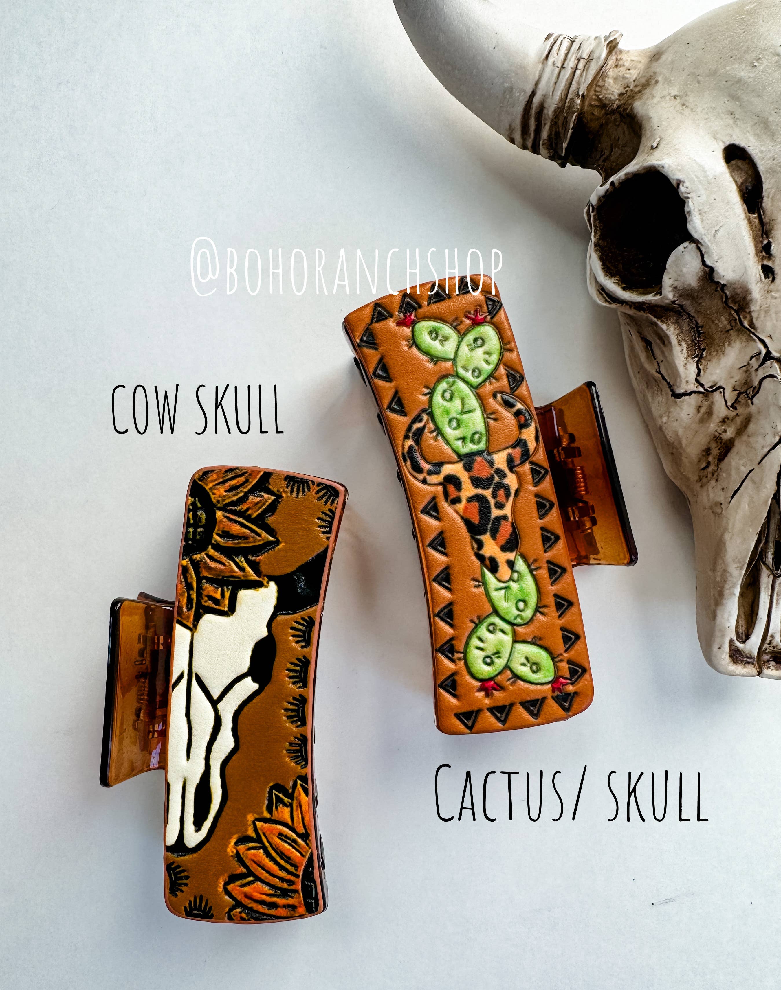 Boho Ranch Shop - Wholesale Hair Clip - Women's - Large Western Faux Embossed Leather Hair Clip Claw0