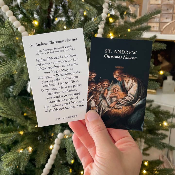Gratia Design Co. - Wholesale Christmas Card - St. Andrew Christmas Novena Prayer Cards