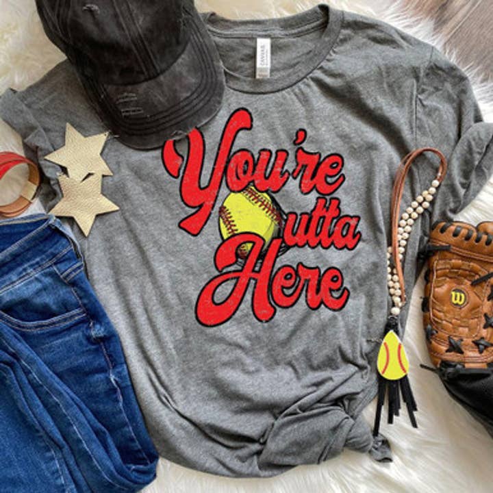 You're Outta Here Softball DTF Heat Transfer for wholesale by Trendy Transfers