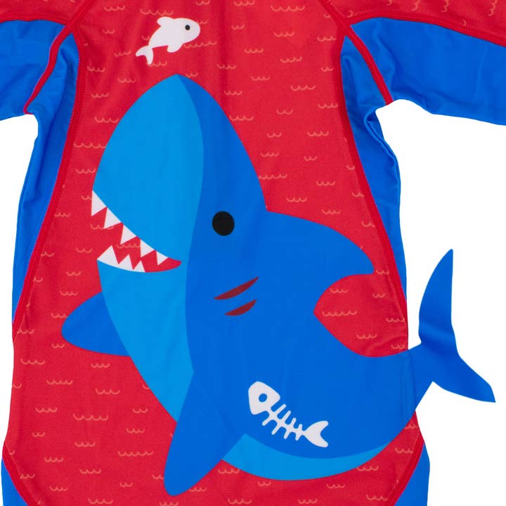 ZOOCCHINI - Wholesale Rashguard - Baby - Baby Rashguard One Piece Swimsuit - Sherman the Shark (Blue)1