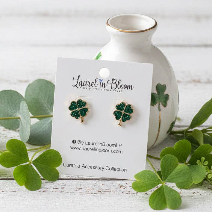 A Little Bit Lucky Clover Earrings for wholesale by Laurel in Bloom