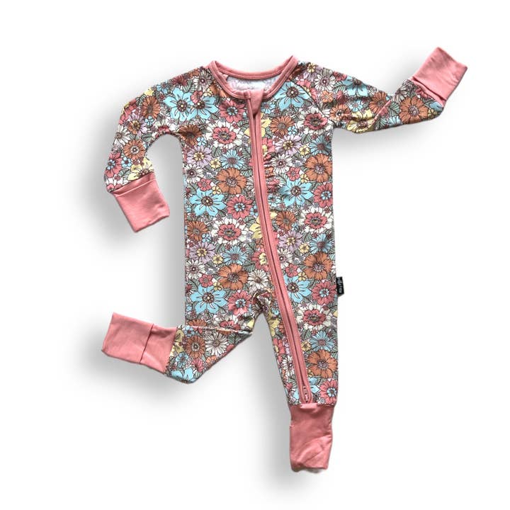 millie + roo - Wholesale Jumpsuit - Baby - ZIP ROMPER - Spring Floral