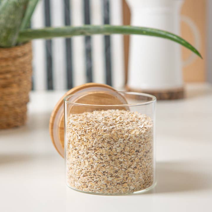 Rinkit Ltd - Wholesale Jar - Scandi Glass Storage Jar with Wooden Lid - 550ml