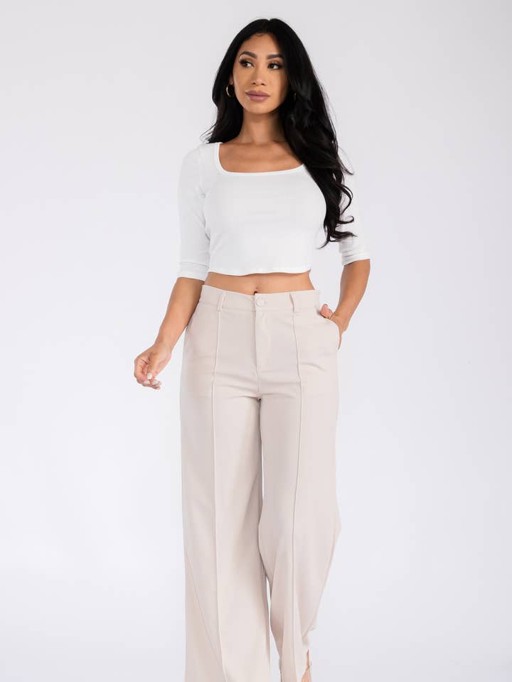 Women's Solid High Waist Formal Pants for wholesale by Fashion Space