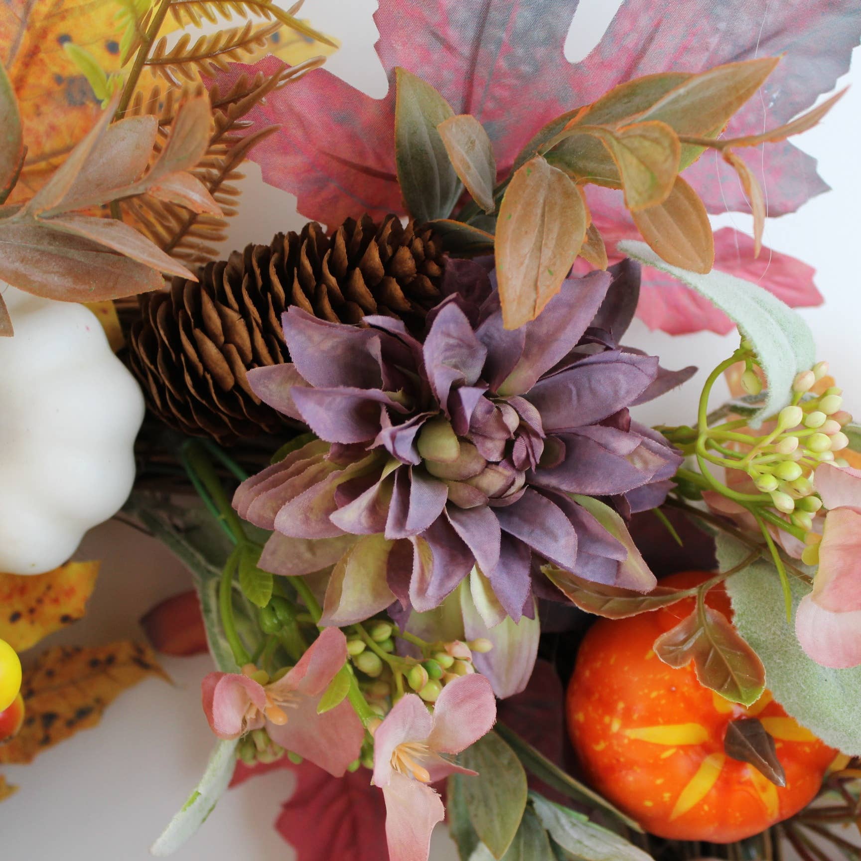 ACNITE(We cover U.S. import duties) - Vente Couronne - Couronne florale d'automne avec citrouille, pivoine violette et feuilles d'érable6