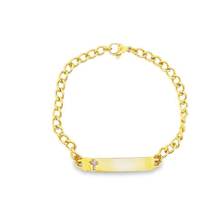 Speidel - Wholesale Bangle Bracelet - Kids & Baby - Children’s ID Bracelet with Cut Out Cross Plaque