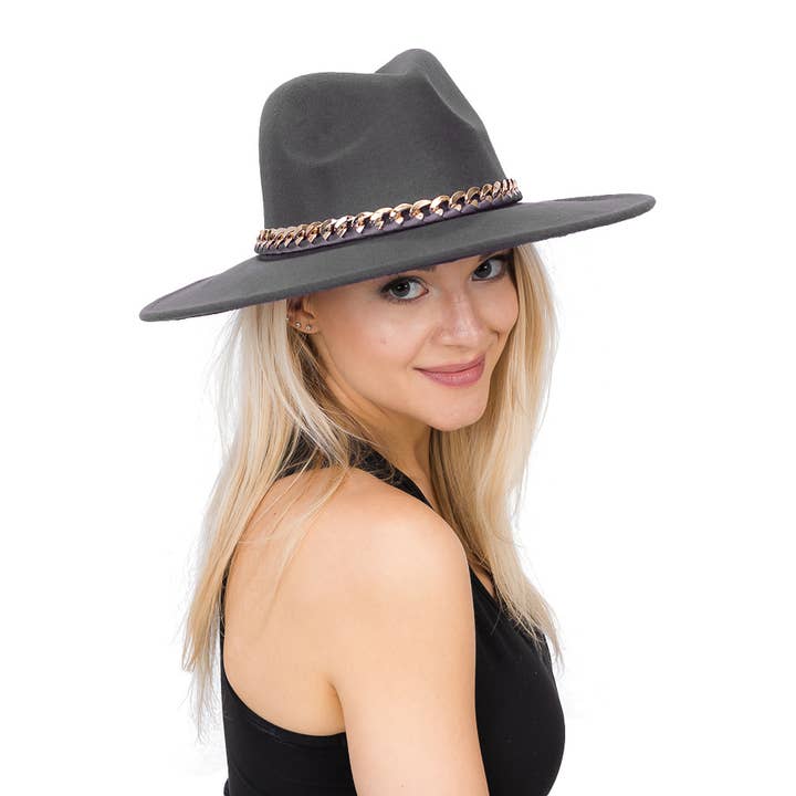 Cap Zone – Fedora - Mulher por atacado – Chapéu Monocromático Revelado Corrente Cubana Larga Feltro Chapéu2