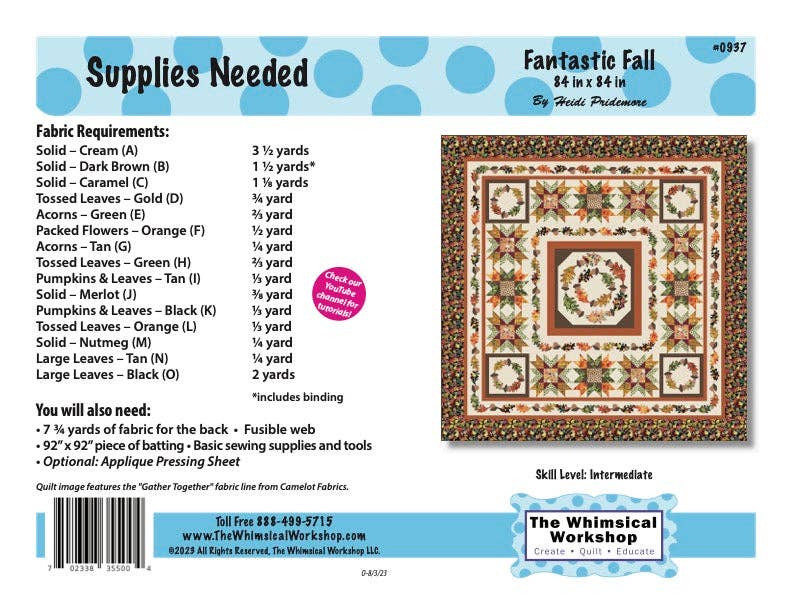 The Whimsical Workshop - Vente Kits de couture - Motif de courtepointe fantastique d'automne2