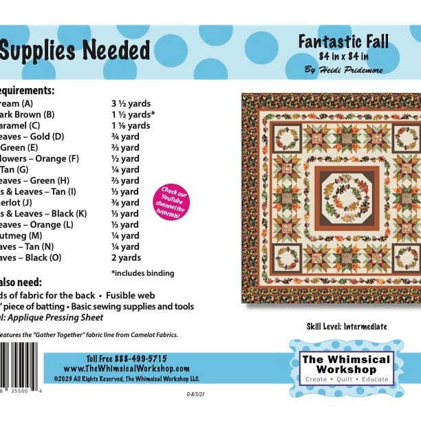 The Whimsical Workshop - Wholesale Craft Sewing Kit - Fantastic Fall Quilt Pattern2