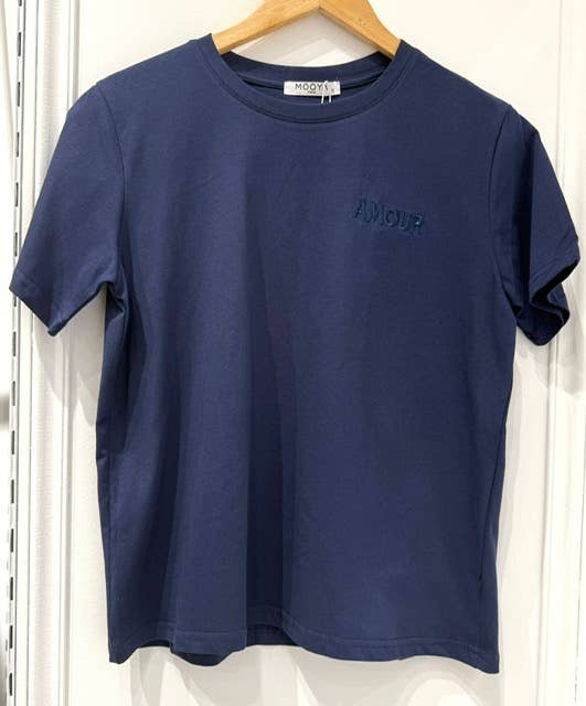 MOOYA - Wholesale T-Shirt - Women's - Plain cotton T-shirt with AMOUR embroidery - M2180