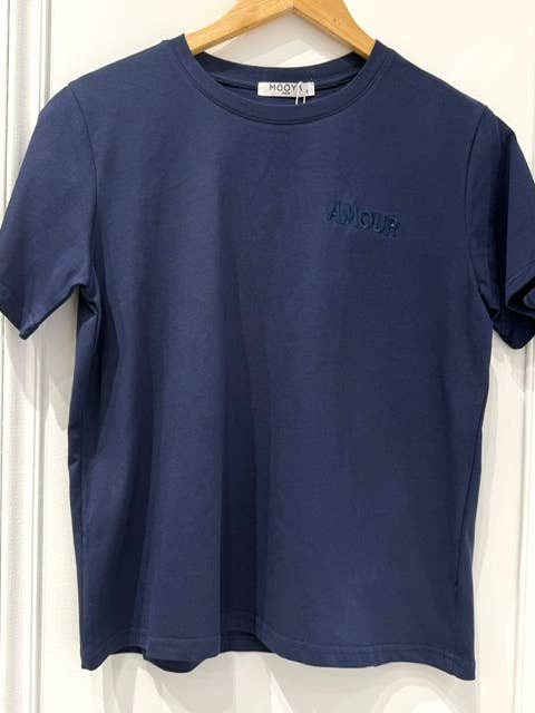 MOOYA - Wholesale T-Shirt - Women's - Plain cotton T-shirt with AMOUR embroidery - M218