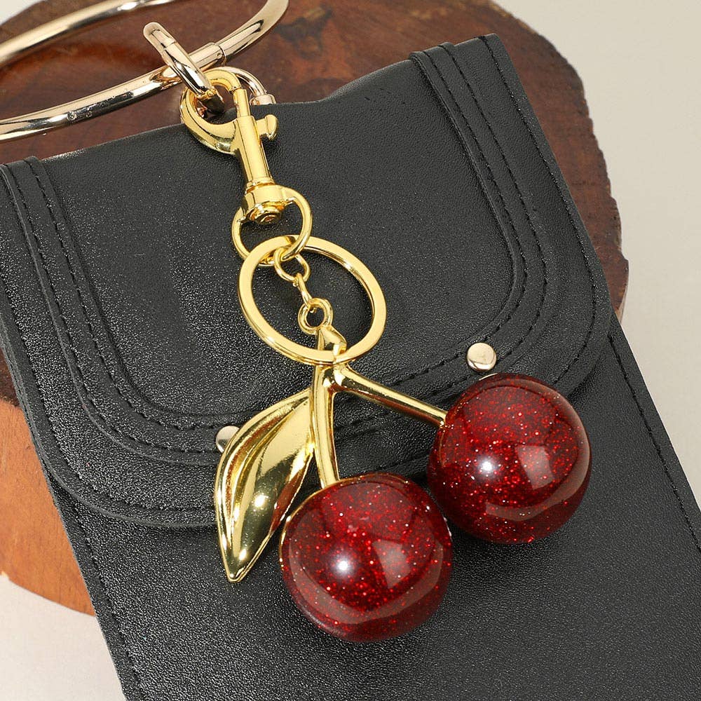 Sensibling Corp. - Wholesale Keychain - Women's - Glittered Cherry Keychain / Bag Charm1