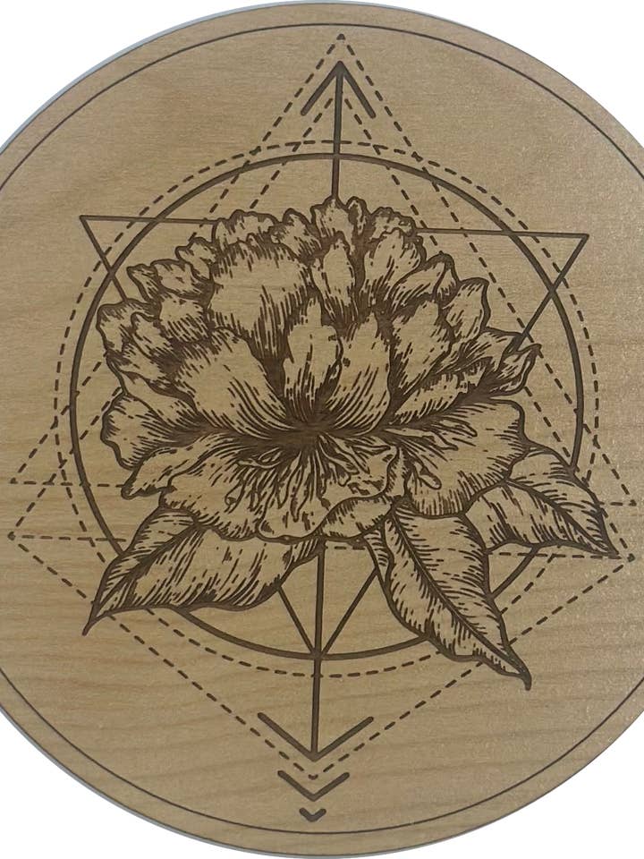 Geometric Flower Wood Coaster for wholesale by Woodcutts Inc.