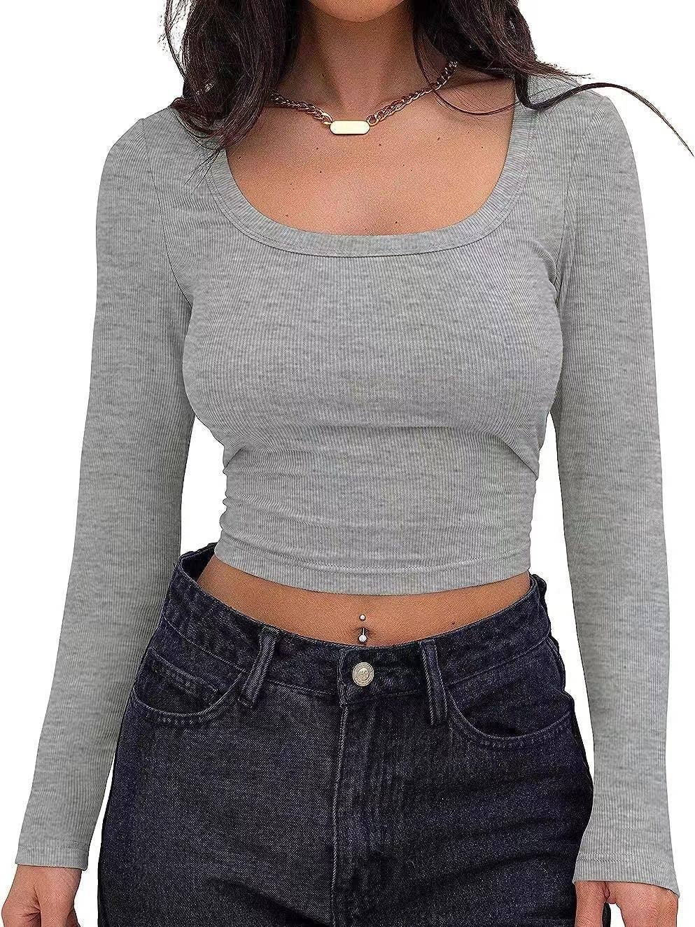 safistyle – wholesale T-shirt – women's – Women’s Slim Long Sleeve U-Neck T-Shirt0