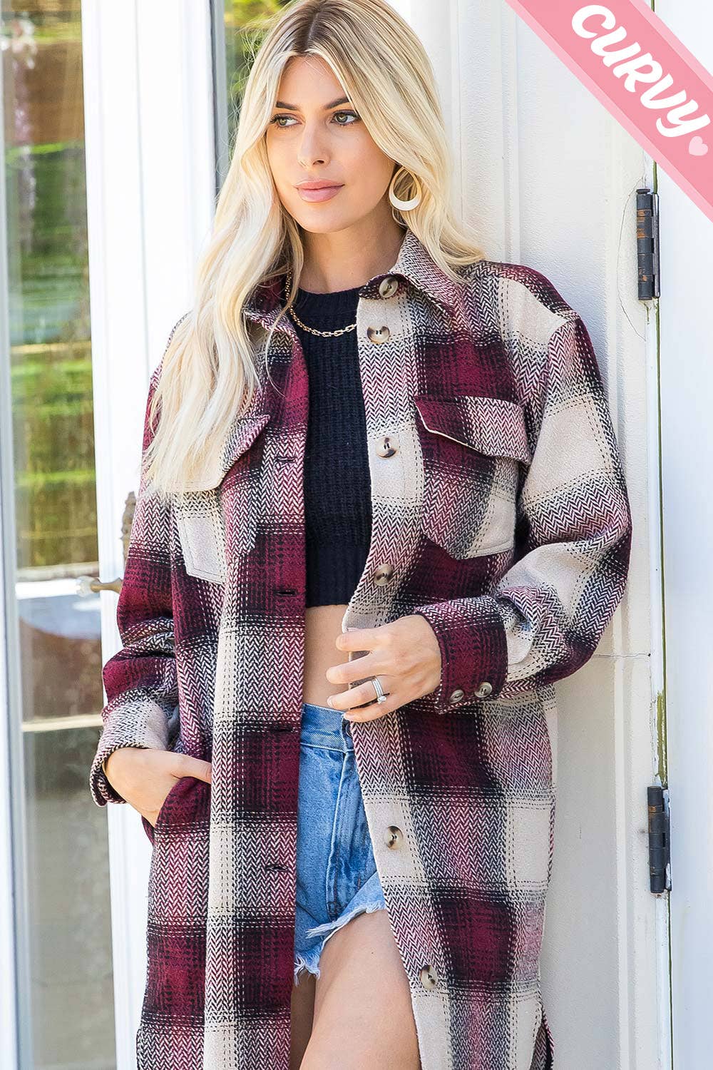 Sweet Lovely by Jen - Wholesale Shirt Jacket/Shacket - Women's - PLUS SIZE SHACKET /PLAID COAT9