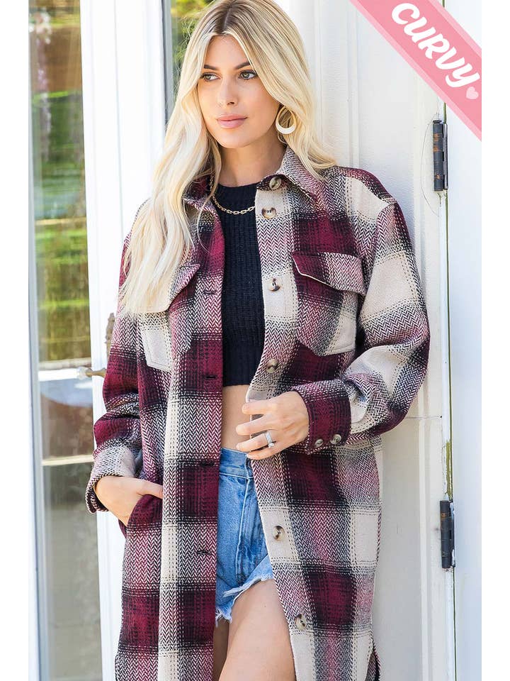 Sweet Lovely by Jen - Wholesale Shirt Jacket/Shacket - Women's - PLUS SIZE SHACKET /PLAID COAT9