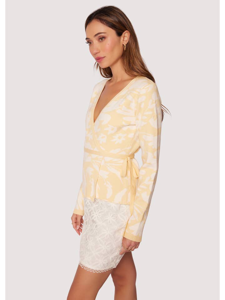 BUTTER YELLOW Aurora Bliss Wrap Top - Spring Floral Knit Wrap for wholesale on Faire