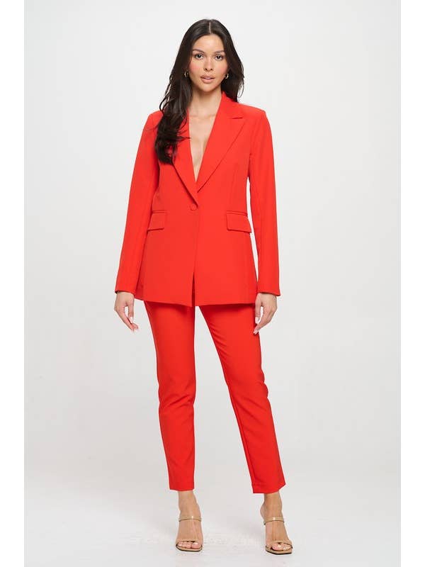 REMOVED BRAND - Wholesale Blazer - Dames - Solide eenknoopssluiting blazer met stretchvoering en klepzakken3