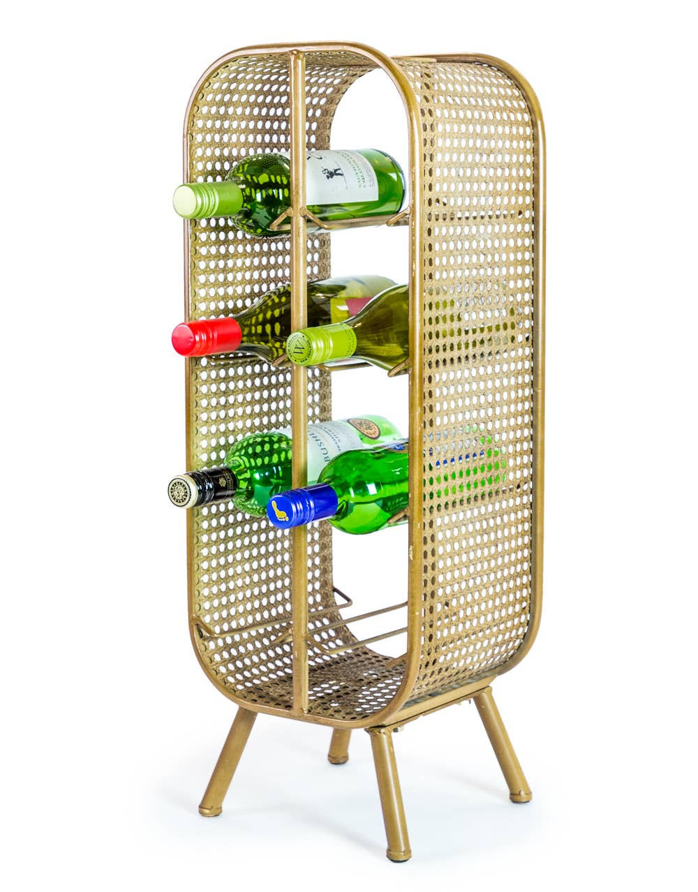 McGowan & Rutherford Ltd - Wholesale Wine rack - Rustic Metal Rattan Small 8 Bottle Wine Rack