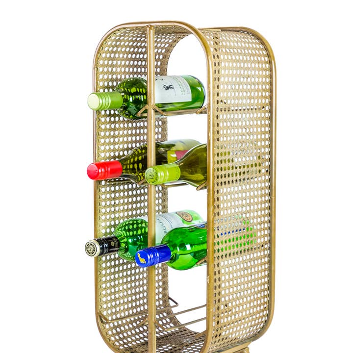 McGowan & Rutherford Ltd - Wholesale Wine rack - Rustic Metal Rattan Small 8 Bottle Wine Rack0
