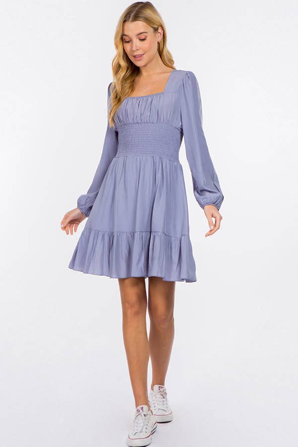 Hesperus - Wholesale Dress - Women's - Smocked Waist Square Neck Dress25