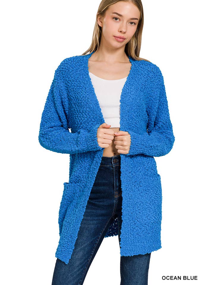 Vanilla Monkey - Wholesale Cardigan - Women's - Long Sleeve Popcorn Sweater Cardigan With Pockets