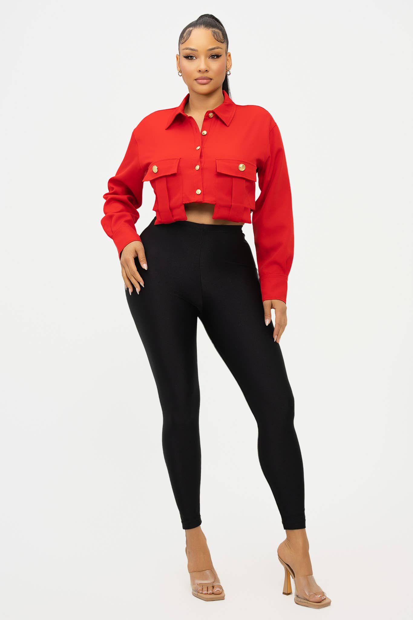 Julia by LoveJ - Vente Chemise à col boutonné – femme - Haut à boutons devant avec poches surdimensionnées13