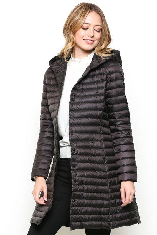 ESLEY - Wholesale Puffer Jacket - Women's - 73237J-R- Long Puffer Jacket With Hoodie3