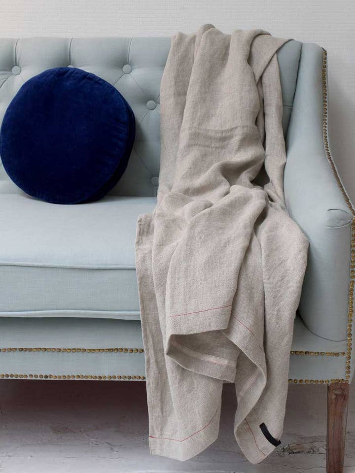 HLIN 100% European Linen Throw Blanket - Natural for wholesale by NASH