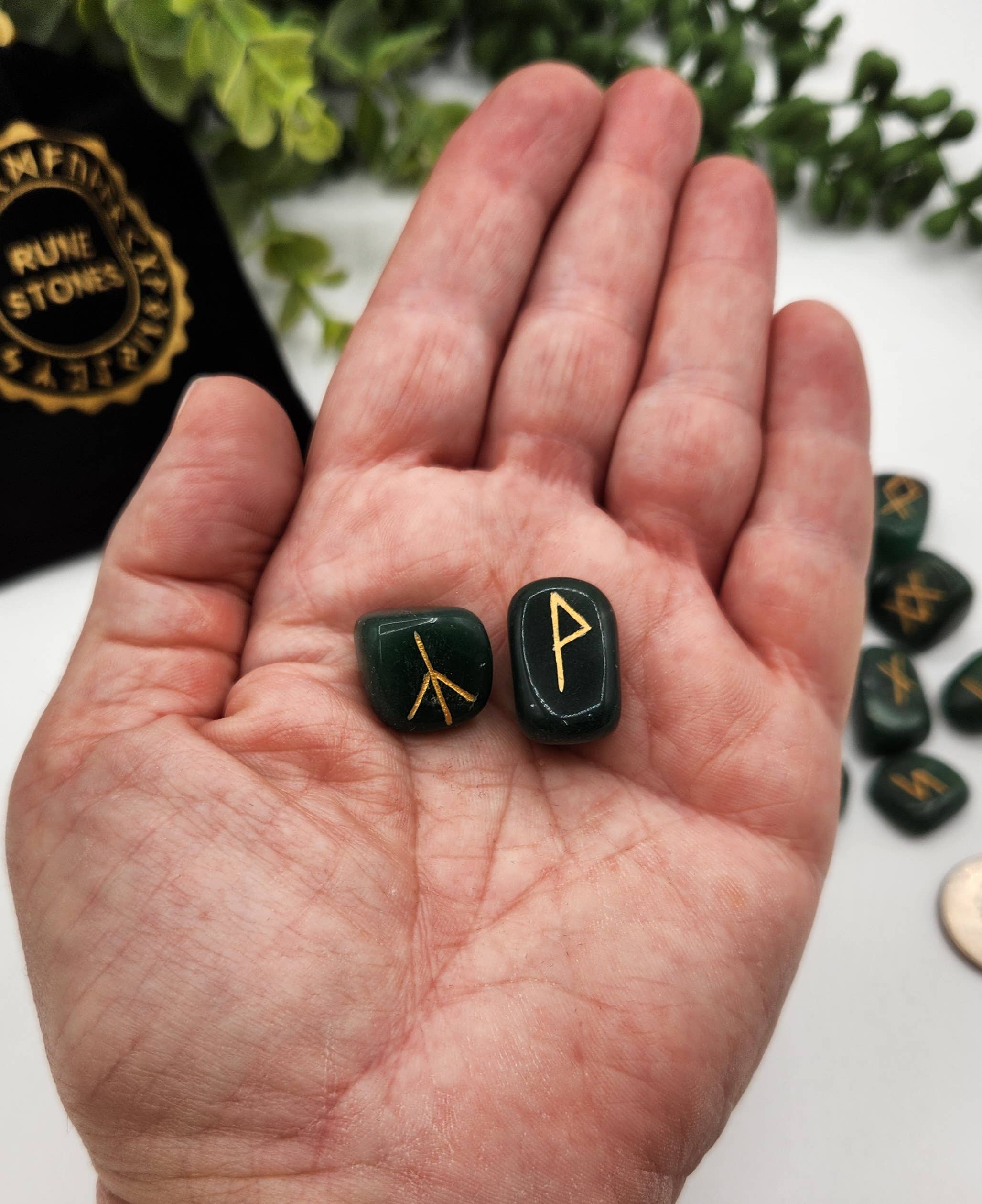 Meraki Gemstones – wholesale Andlig sten/kristall – Jade Halvädelstenar Runuppsättningar med sammetpåse 5