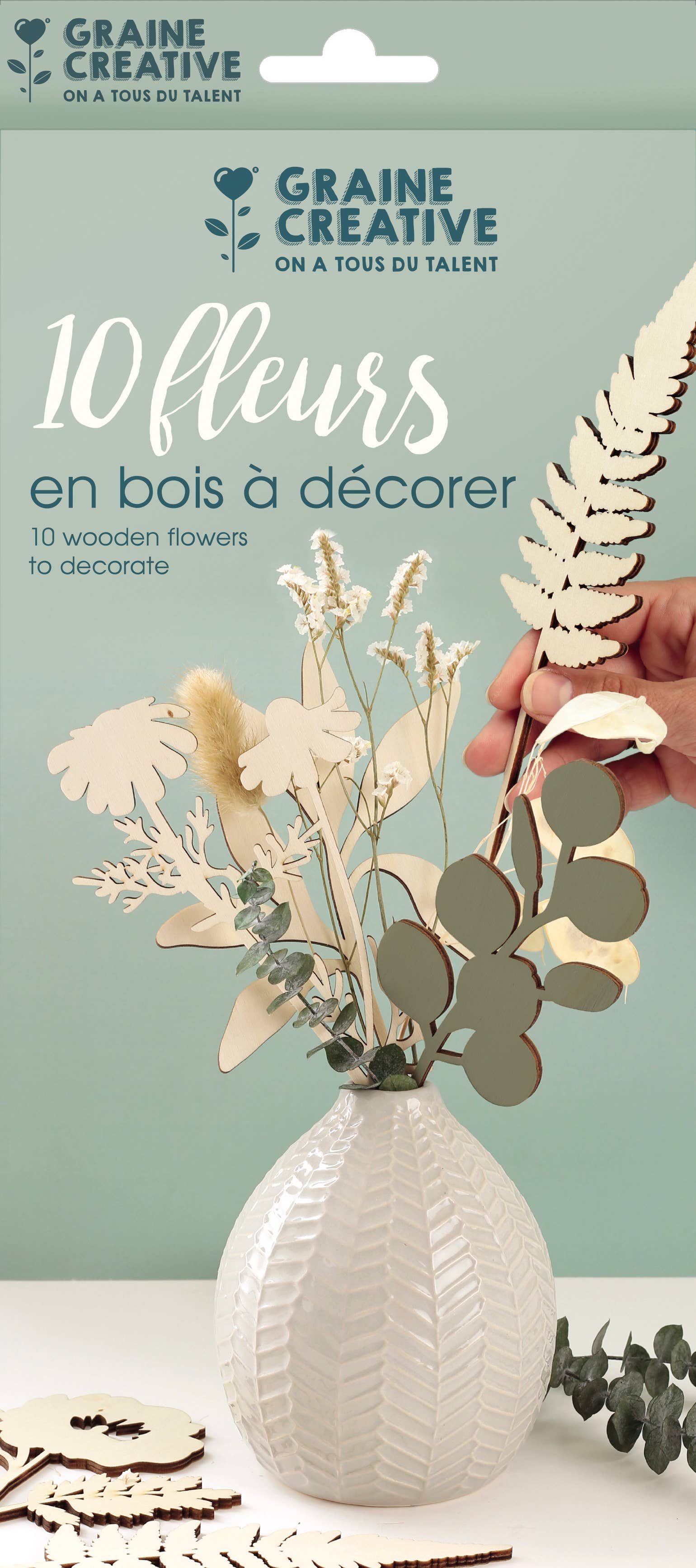 Graine Créative - Wholesale Wood Toy - Kids - BOX OF 10 FLOWERS WOOD PLYWOOD +/- 240mm x 4mm0