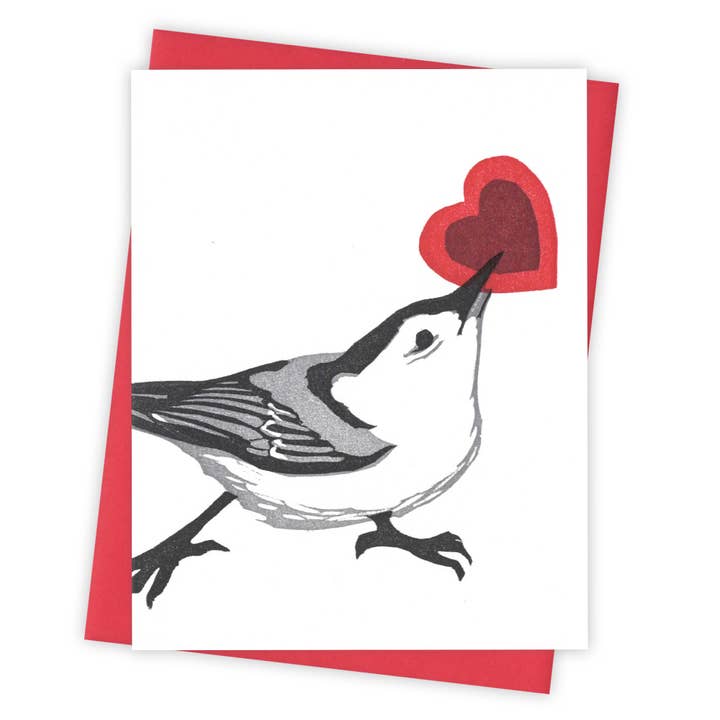 Sweetheart Nuthatch Card for wholesale by Burdock & Bramble