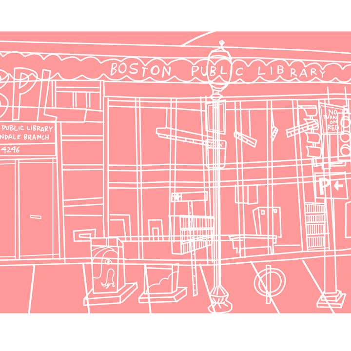 Imprimer - Roslindale, Boston, Bibliothèque publique de Boston, BPL pour la vente par Fuffernutter