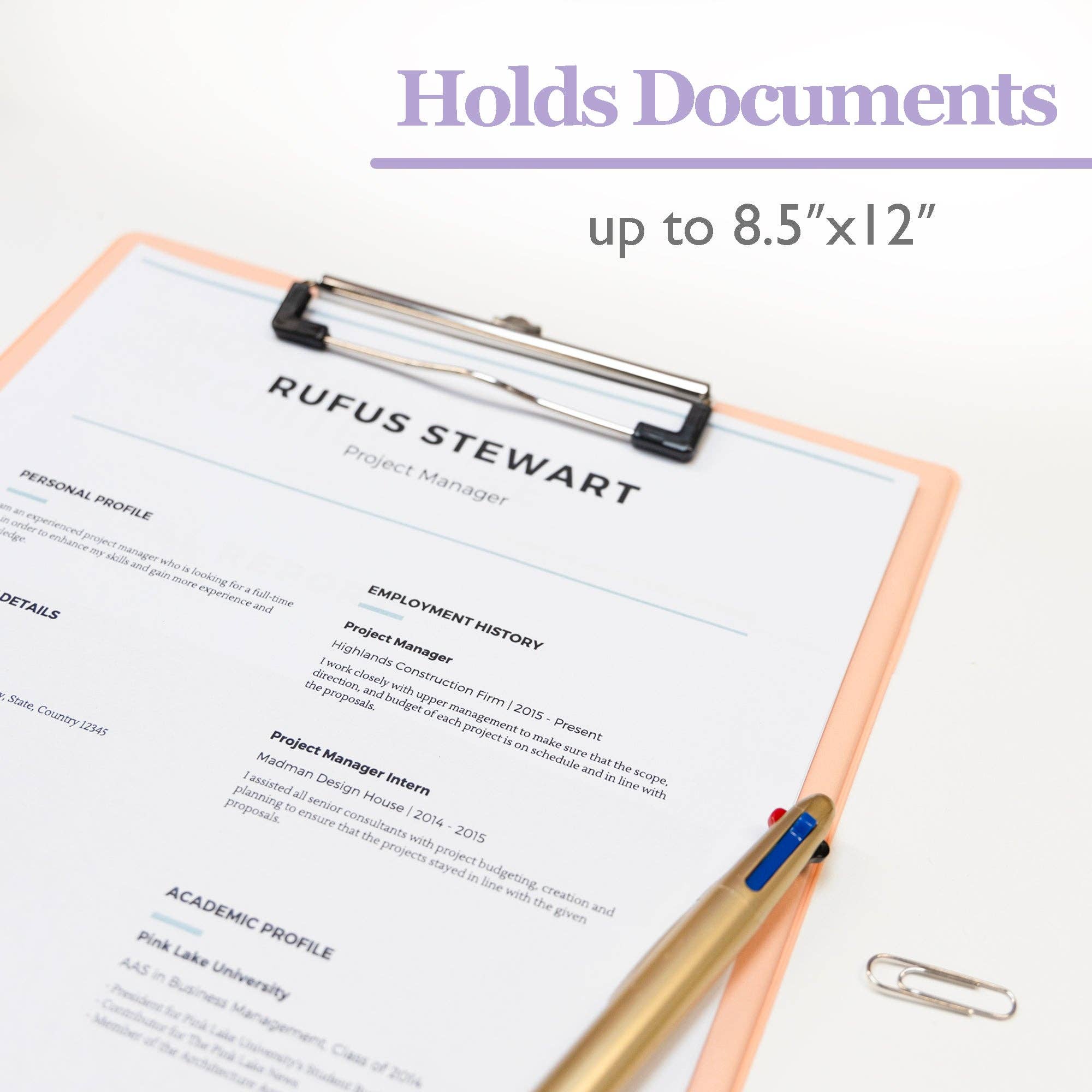 Luna Office Supply -  Everyday Essential - Vente Porte-blocs - Porte-bloc standard en PVC couleurs pastel avec pince basse3