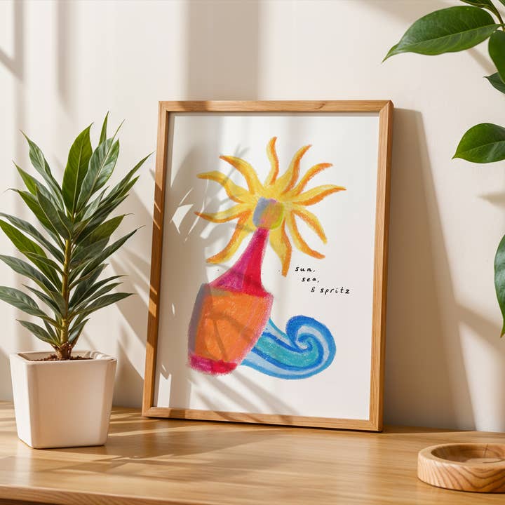 Sun, Sea, and Spritz Summer Art Print for wholesale by Freya Niamh
