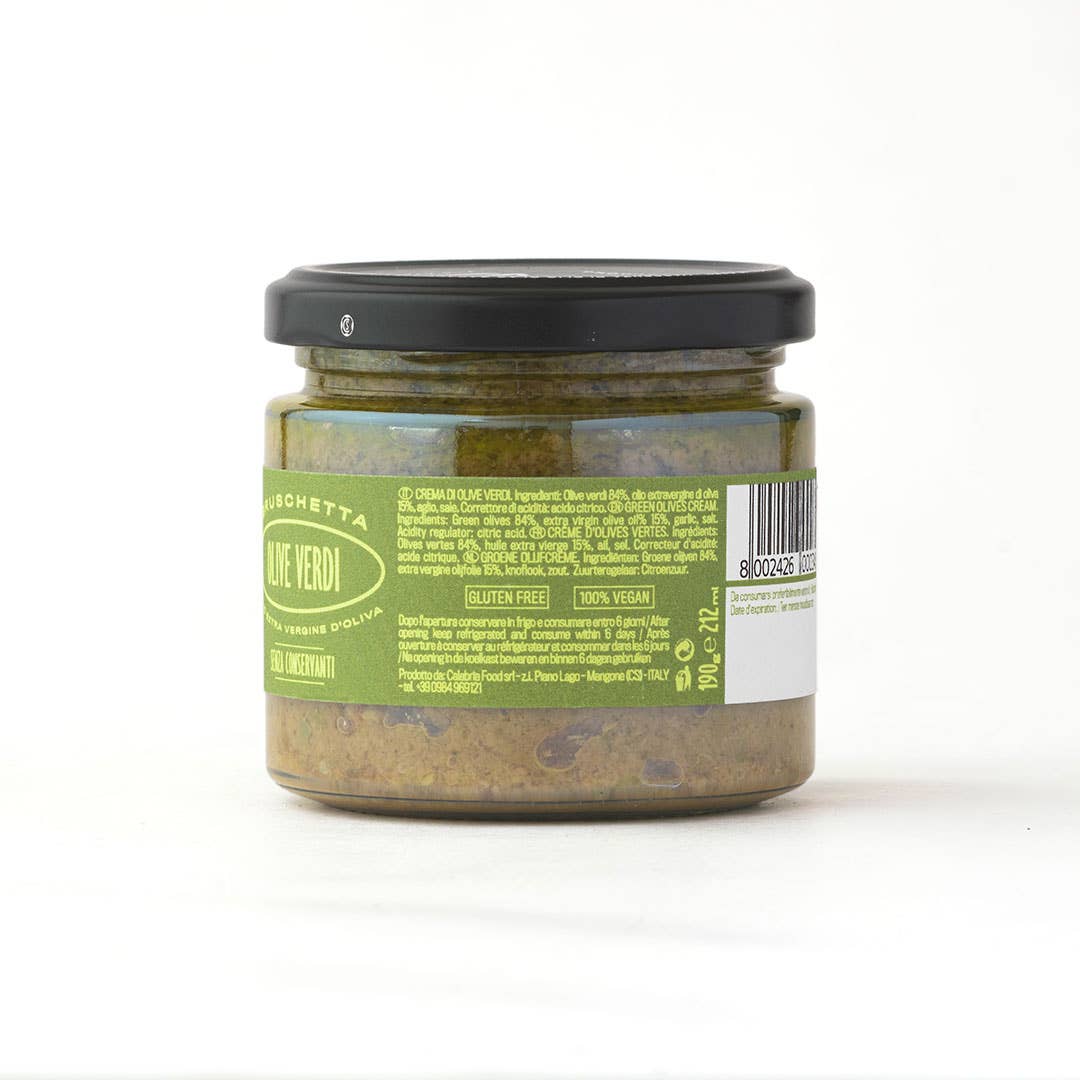 Famiglia Crispino – Engroshandel Tapenade – Grøn Oliven Bruschetta - 190 g - Spredning i jomfruolivenolie - 100 % italiensk - Vegansk3