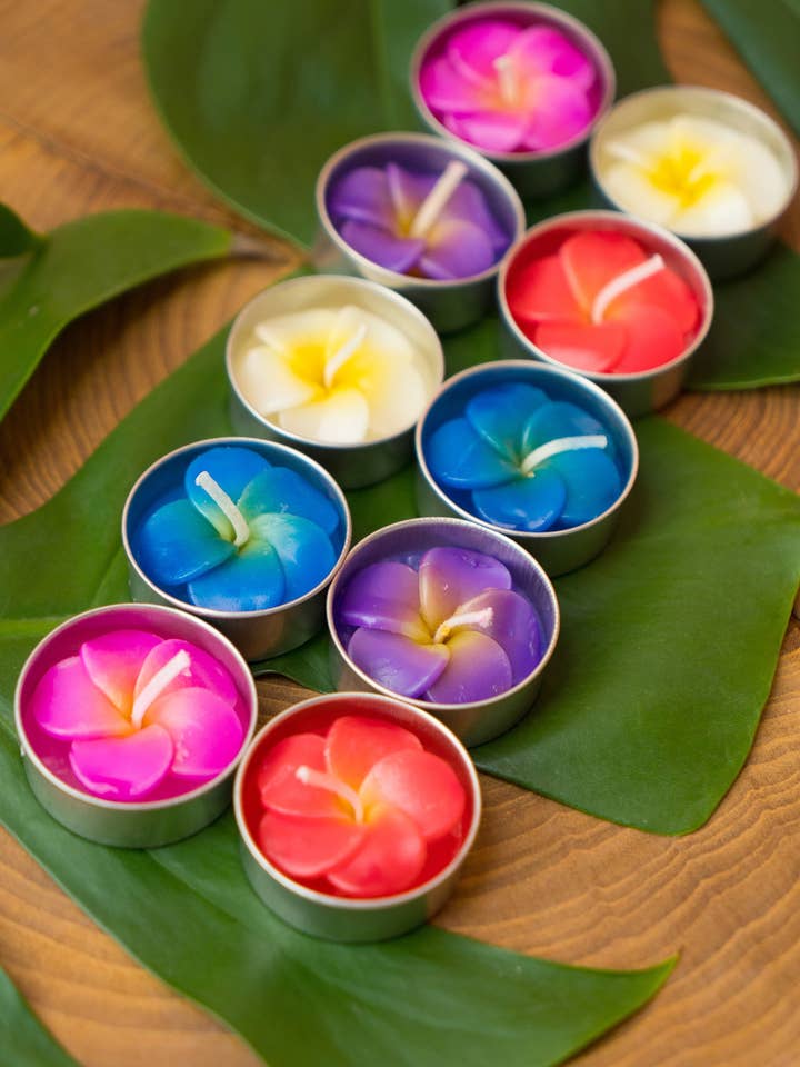Pack 10 Plumeria Candle Tealights for wholesale by Namaste