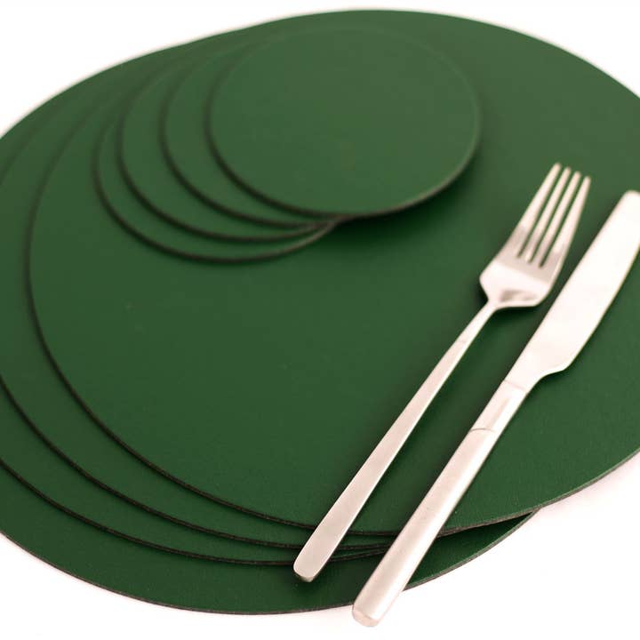 Conjunto de 4 Peles Redonda Elementar British Racing Green por atacado de The Dapper House