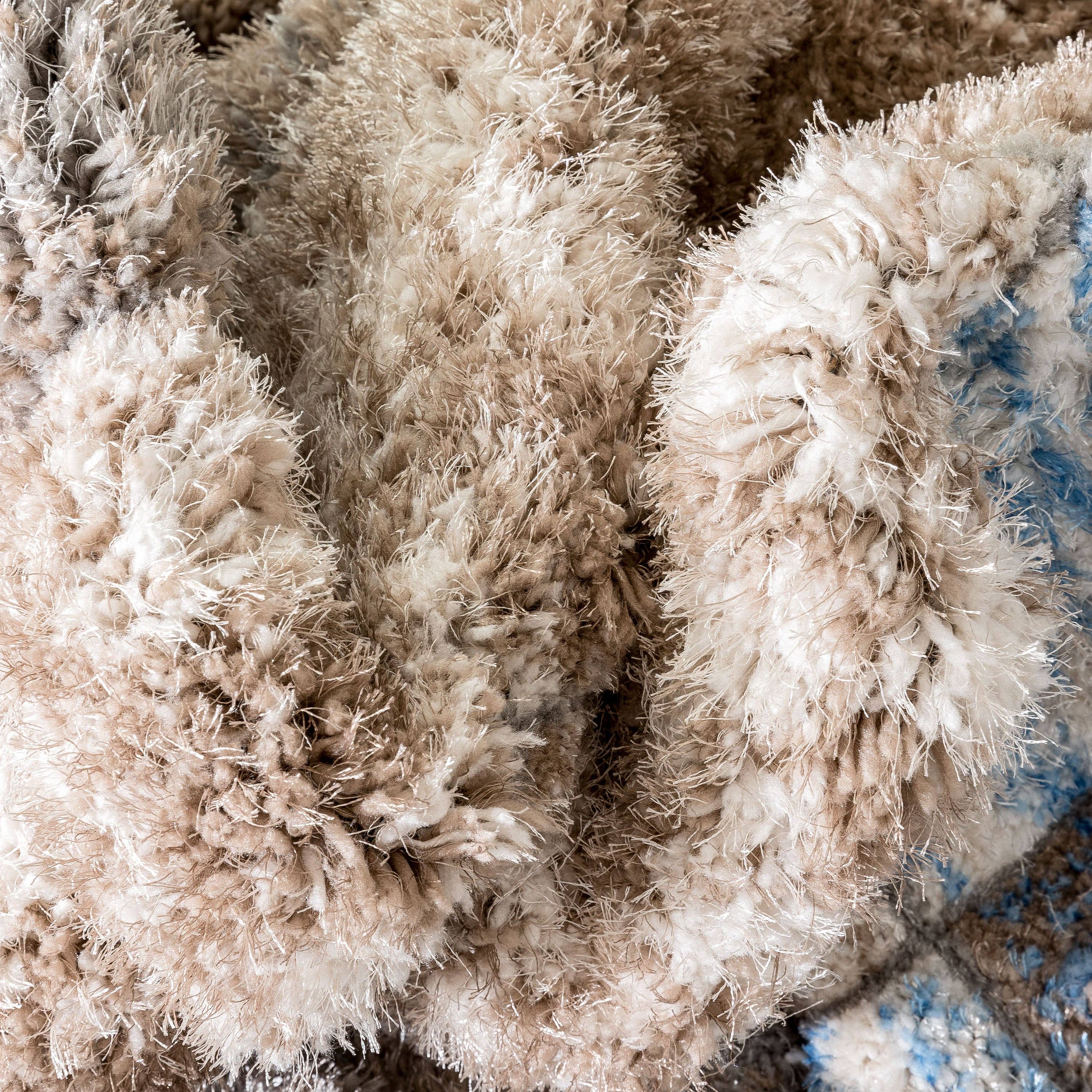 Well Woven - Wholesale Area Rug - Kenzo Retro Geometric Pattern 3D Textured Shag Grey Light2