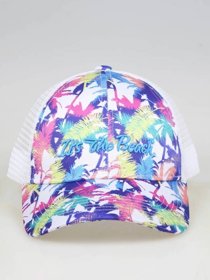 Palm Tree Trucker Hat for wholesale by It's The Beach