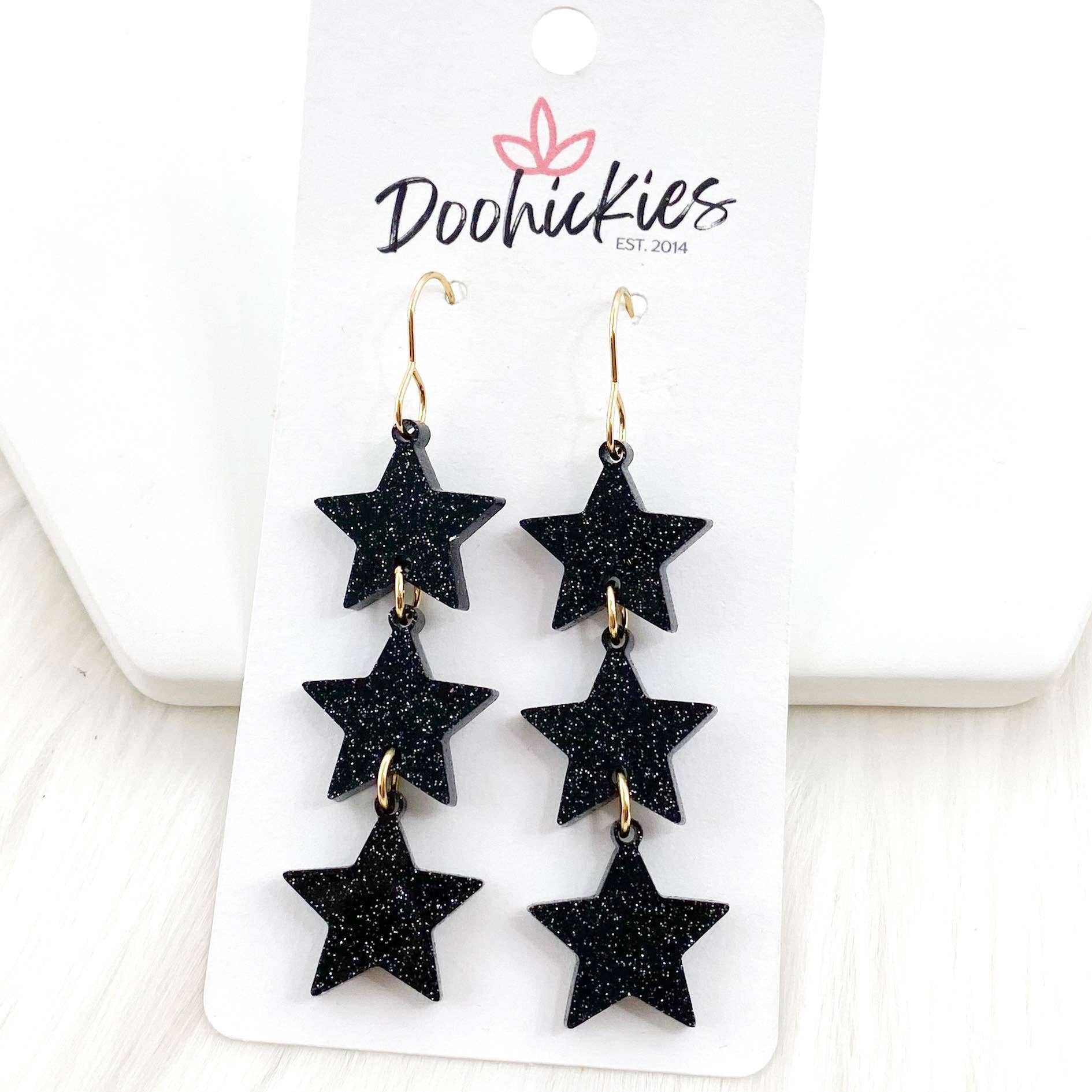 Doohickies - Wholesale Dangle Earrings - 2.75" Shooting Star Drops - New Years Acrylic Earrings0