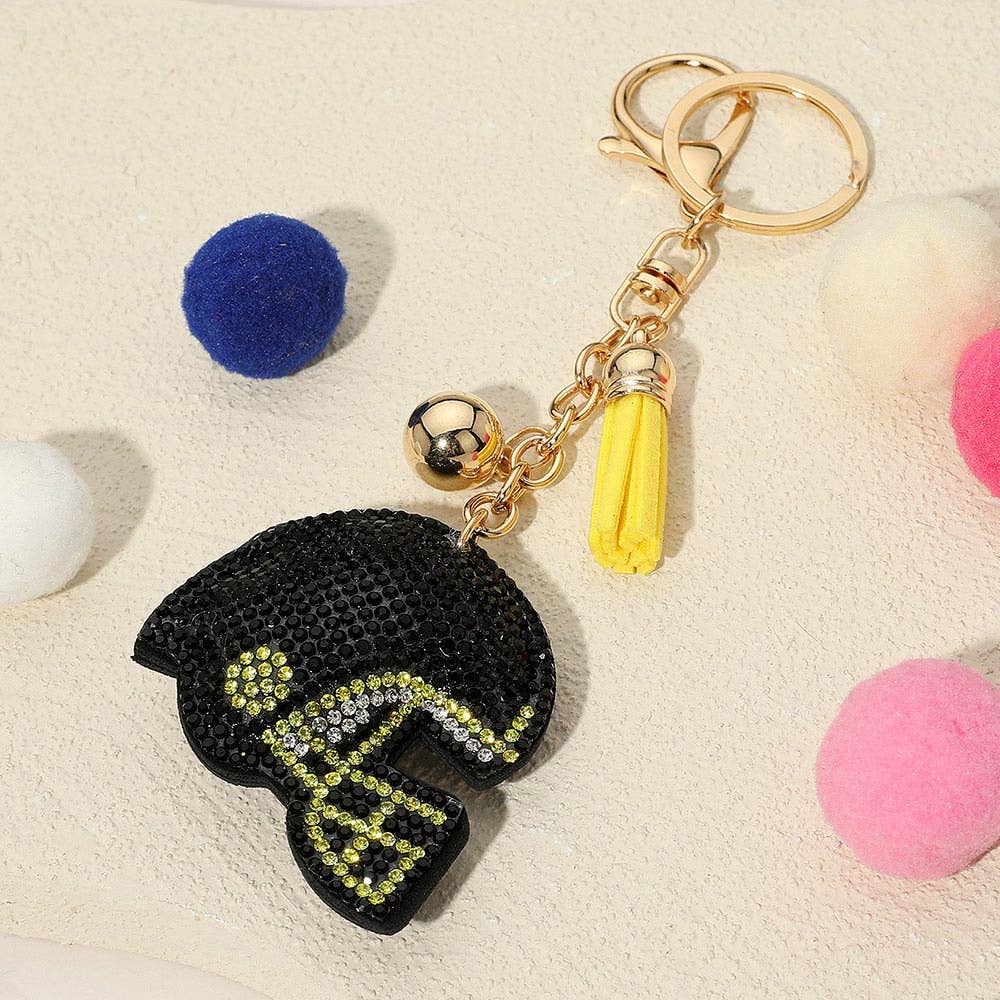Sensibling Corp. - Wholesale Keychain - Women's - Bling Studded Football Helmet Keychain / Bag Charm0