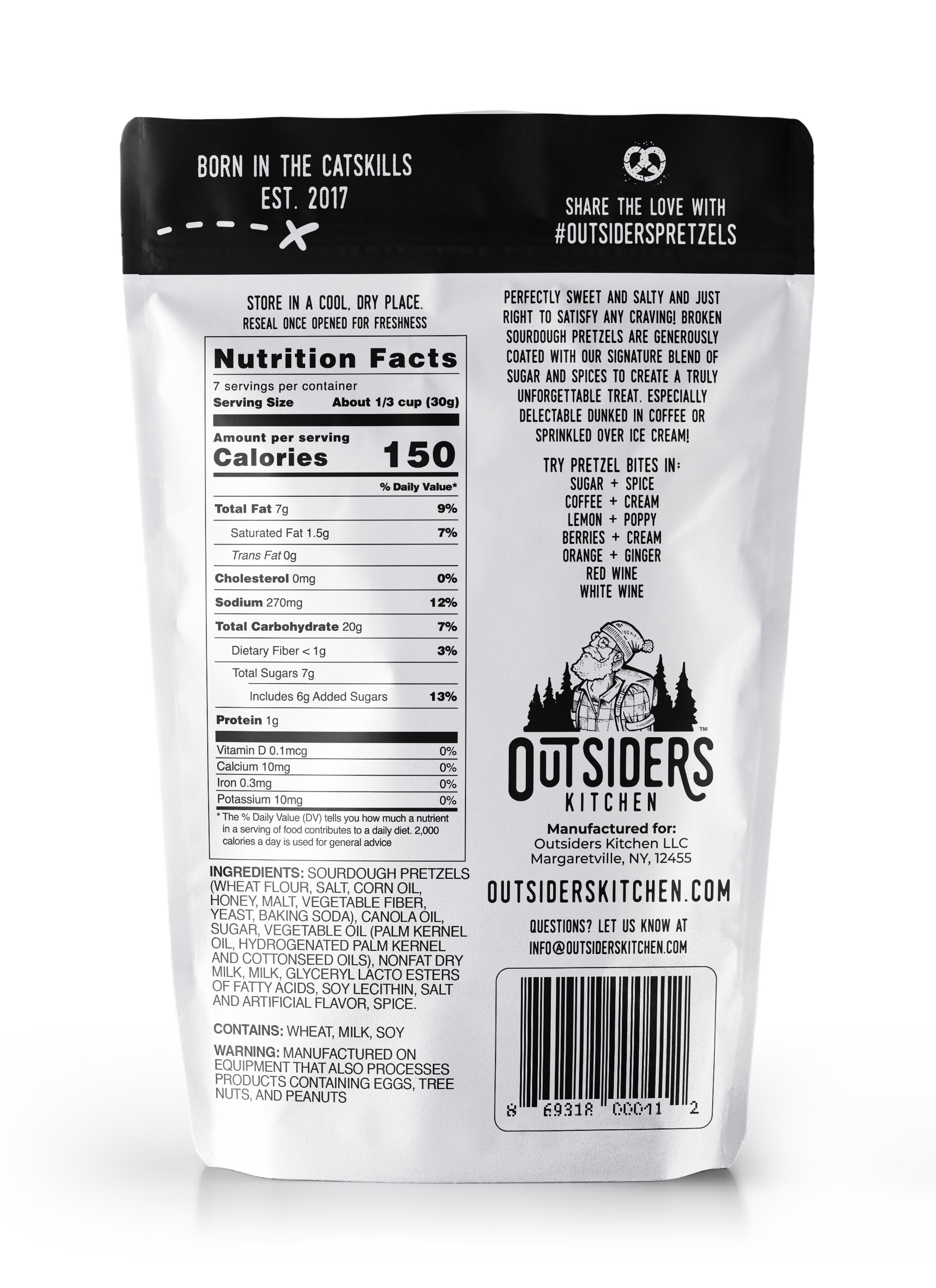 Outsiders Kitchen - Wholesale Pretzels - Sugar + Spice Sourdough Pretzel Bites Snack Bag1