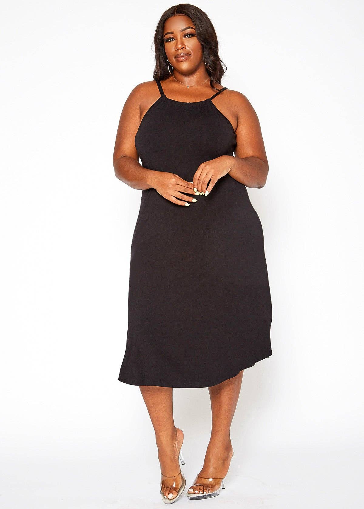 Robin K – wholesale Dress – Women's – Plus Women's Basic Haltered Dress0