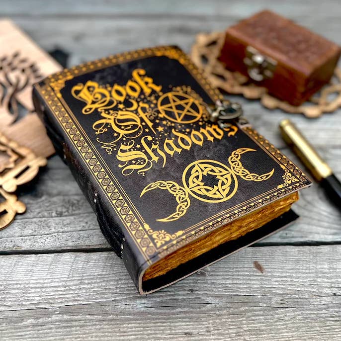 Jay mataji Handicrafts - Vente Journal intime - Livre des Ombres, grimoire en cuir, journal en cuir magique0