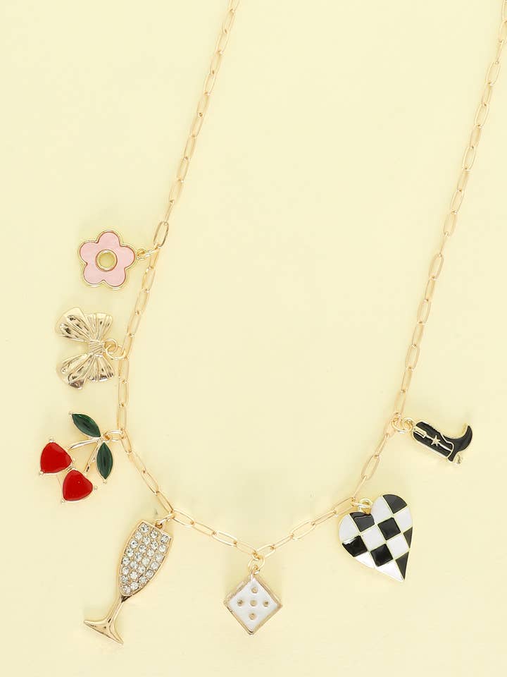 Party Theme Multi-Charm Necklace for wholesale by SP Sophia Collection