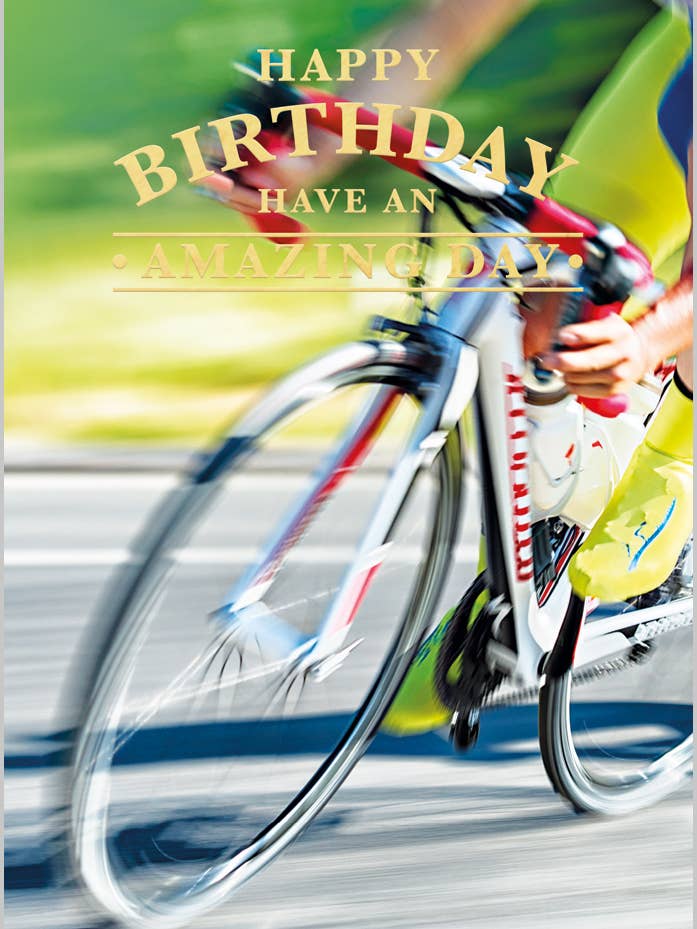 Scatto d'Azione di un Ciclista da Corsa per la vendita all'ingrosso da parte di Abacus Cards and Clare Maddicott Publications