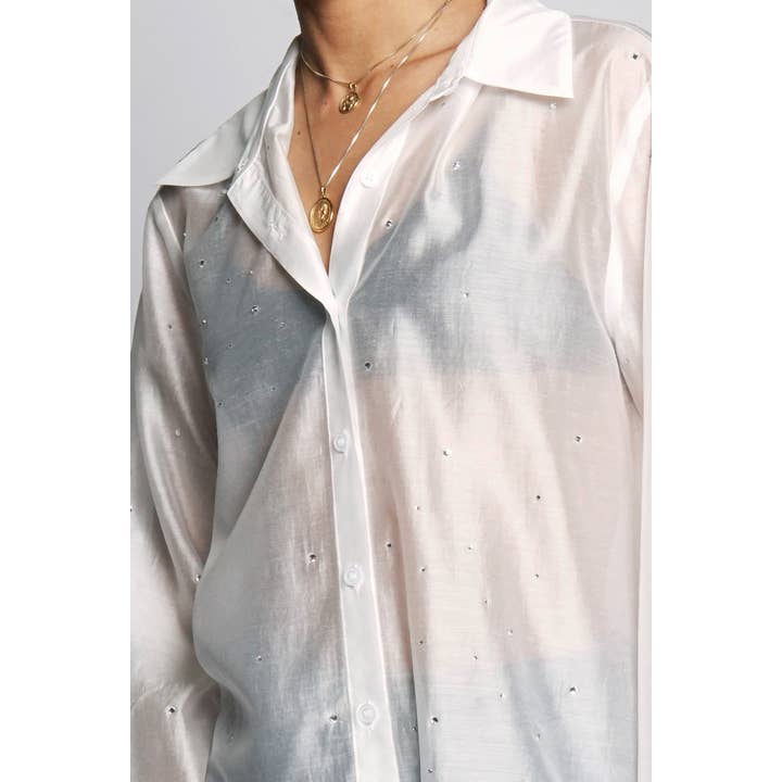 Sans Souci - Wholesale Buttoned-down shirt – Women's - ALL OVER RHINESTONE BUTTON DOWN SHIRT11