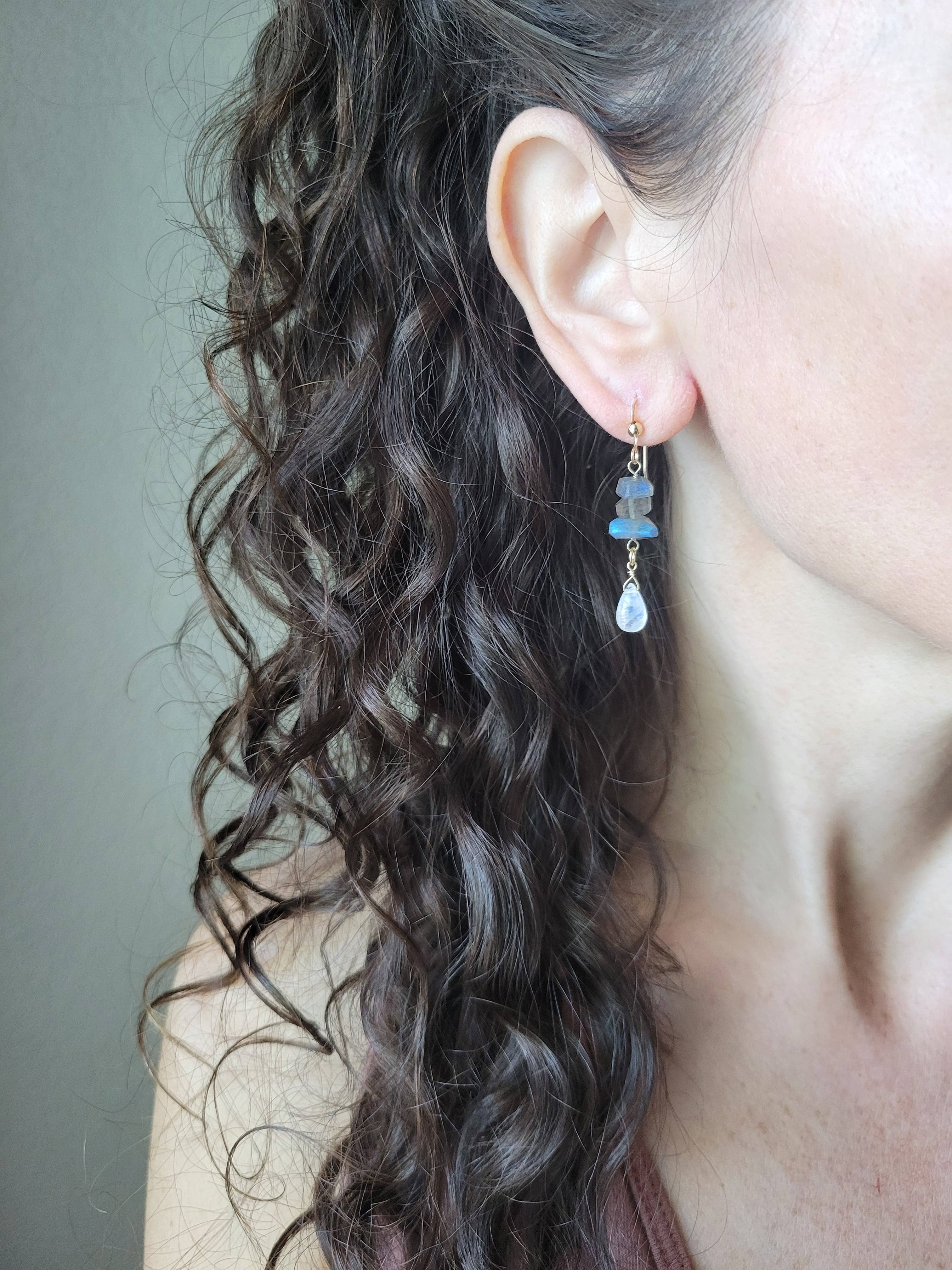 Leo Eleven Jewelry - Wholesale Dangle Earrings - Labradorite and Moonstone Dangle Earrings 5